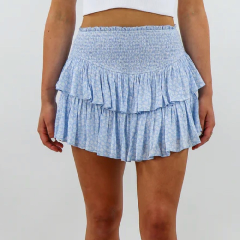Floral Blue Ruffle Skirt